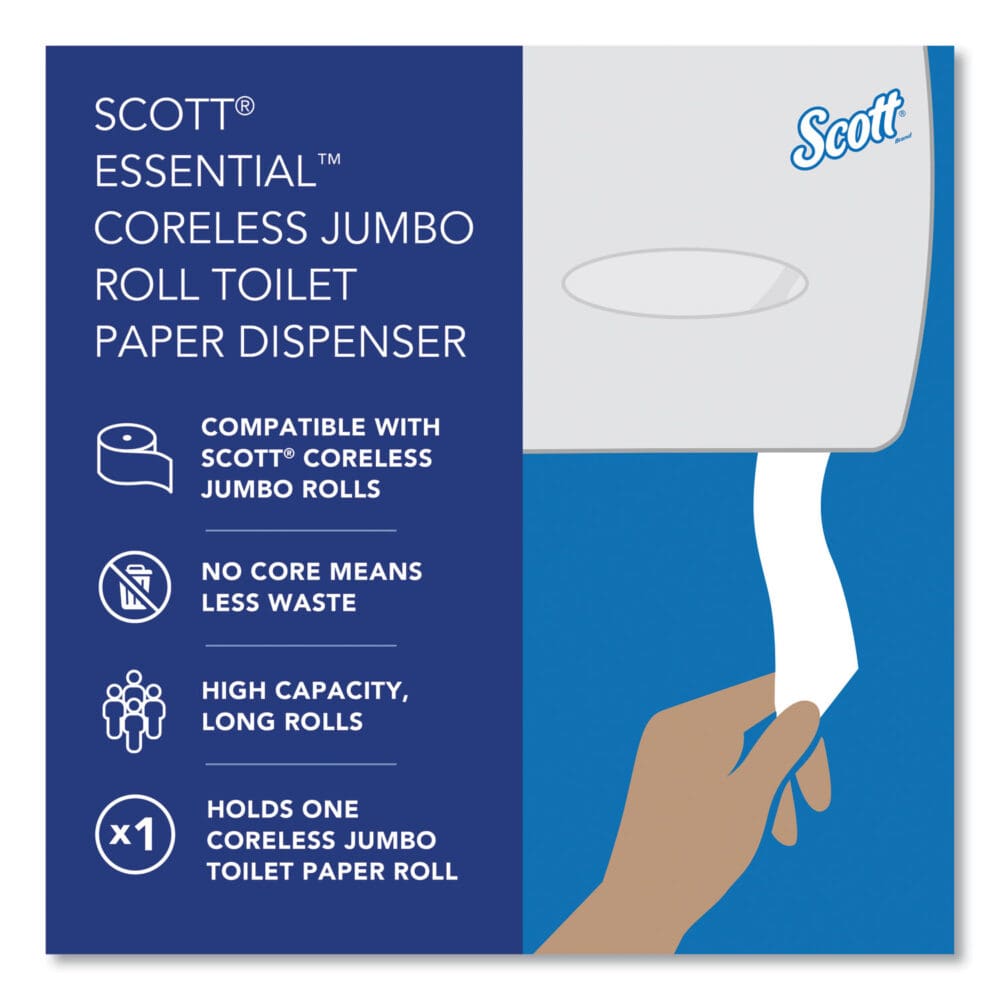 Essential Coreless Jumbo Roll Tissue Dispenser, 14.25 x 6 x 9.75, White - Image 9