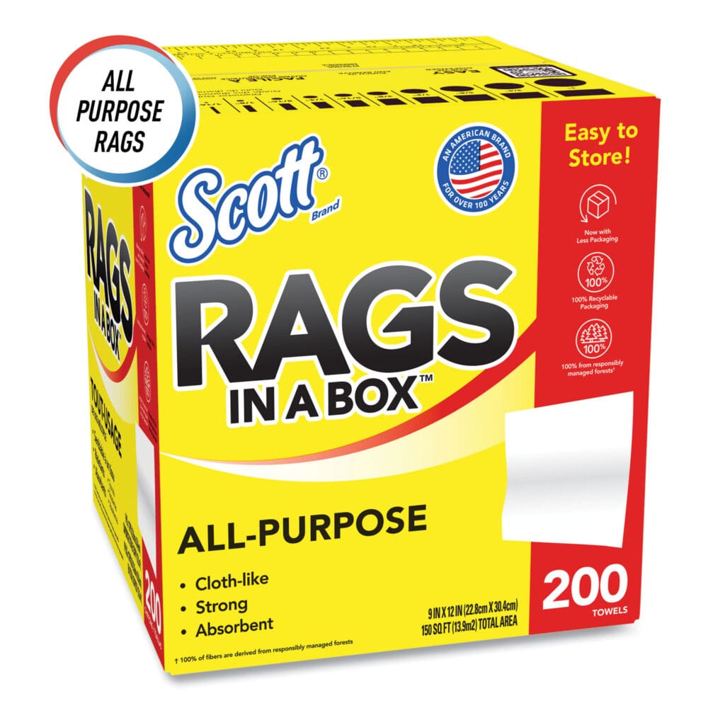 Rags in a Box, POP-UP Box, 12 x 9, White, 200/Box, 8 Boxes/Carton - Image 5