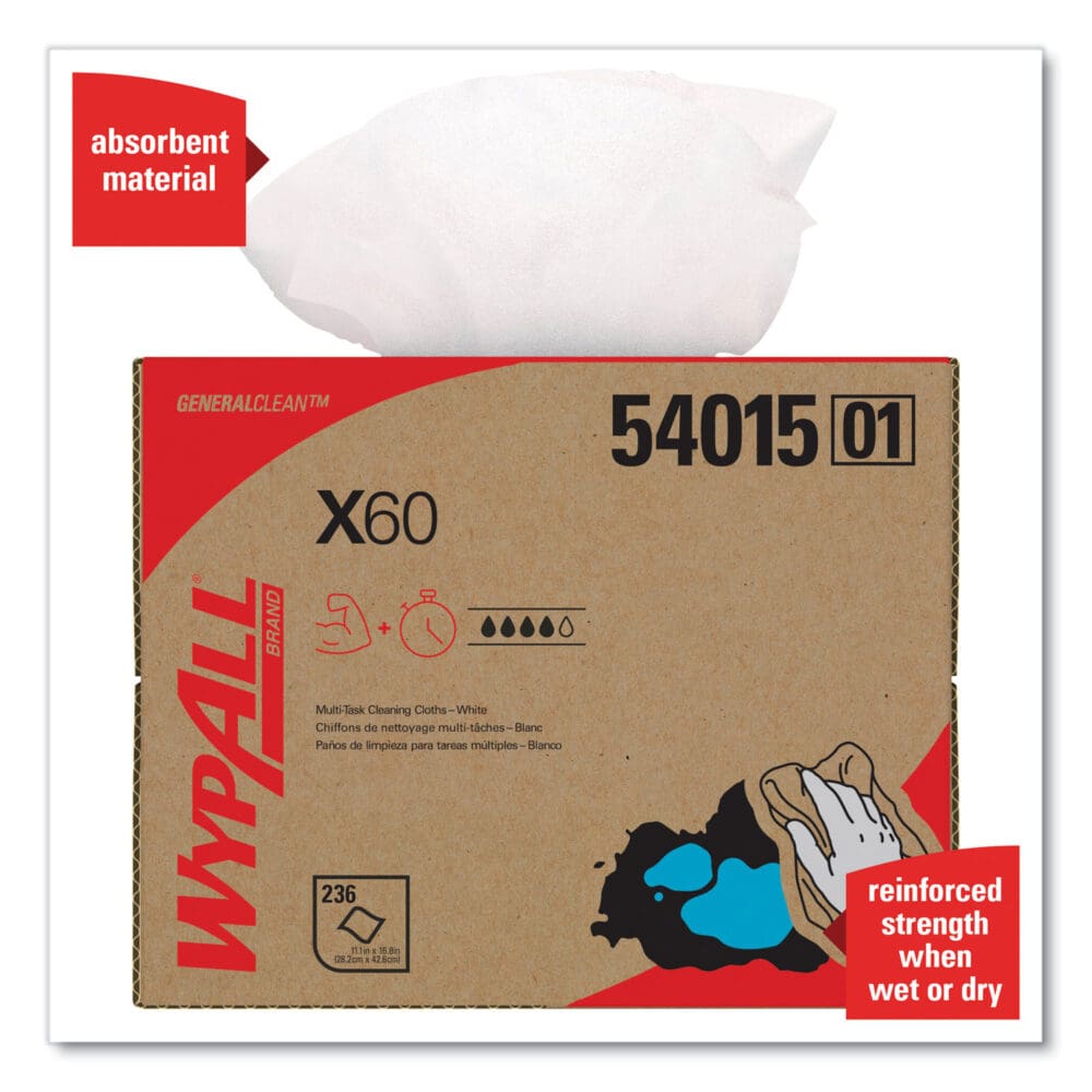 General Clean X60 Cloths, 12.5 x 16.8, White, 236/Carton - Image 14