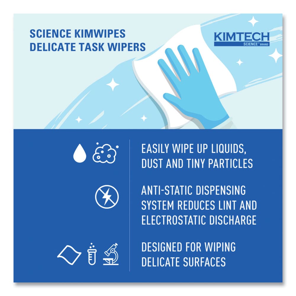 Kimwipes Delicate Task Wipers, 1-Ply, 11.8 x 11.8, Unscented, White, 198/Box, 15 Boxes/Carton - Image 7