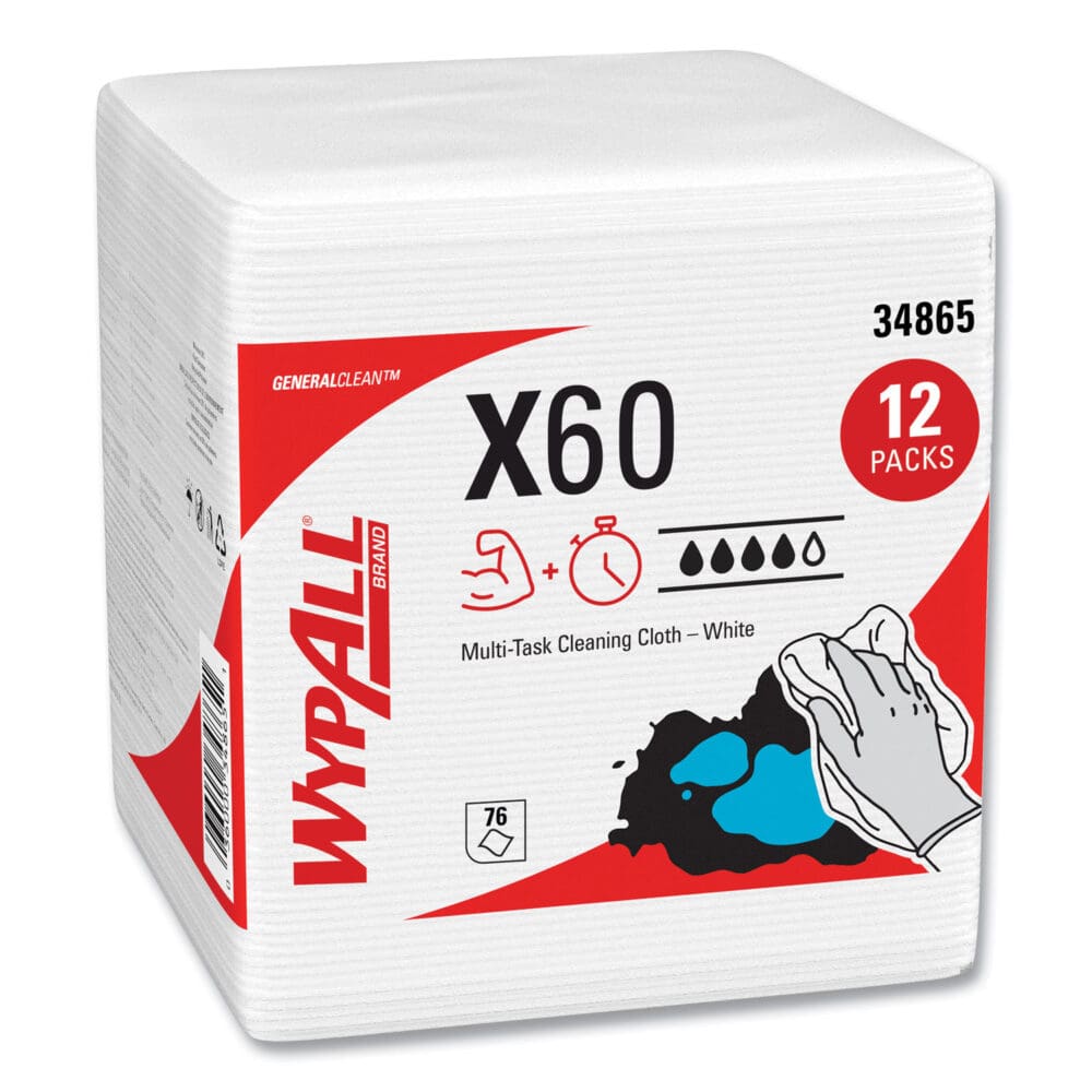 General Clean X60 Cloths, 1/4 Fold, 12.5 x 13, White, 76/Box, 12 Boxes/Carton - Image 12