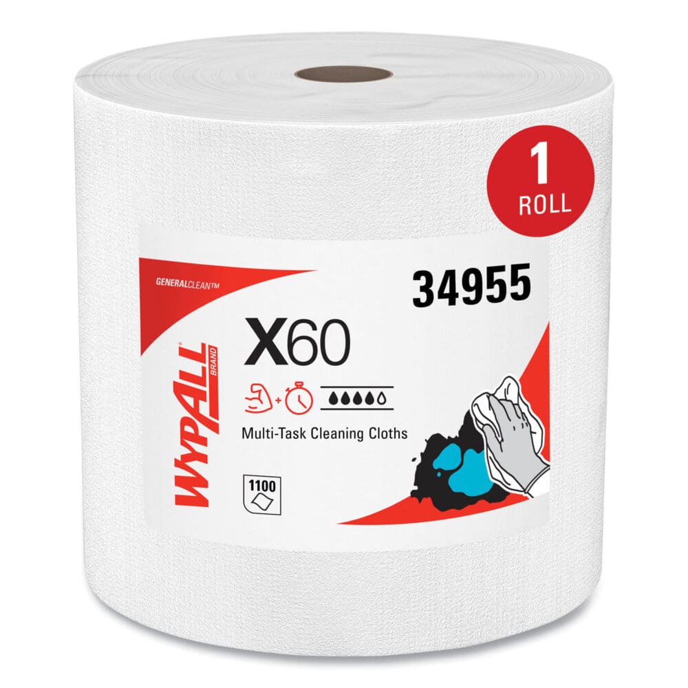 General Clean X60 Cloths, Jumbo Roll, 12.2 x 12.4, White, 1,100/Roll - Image 11