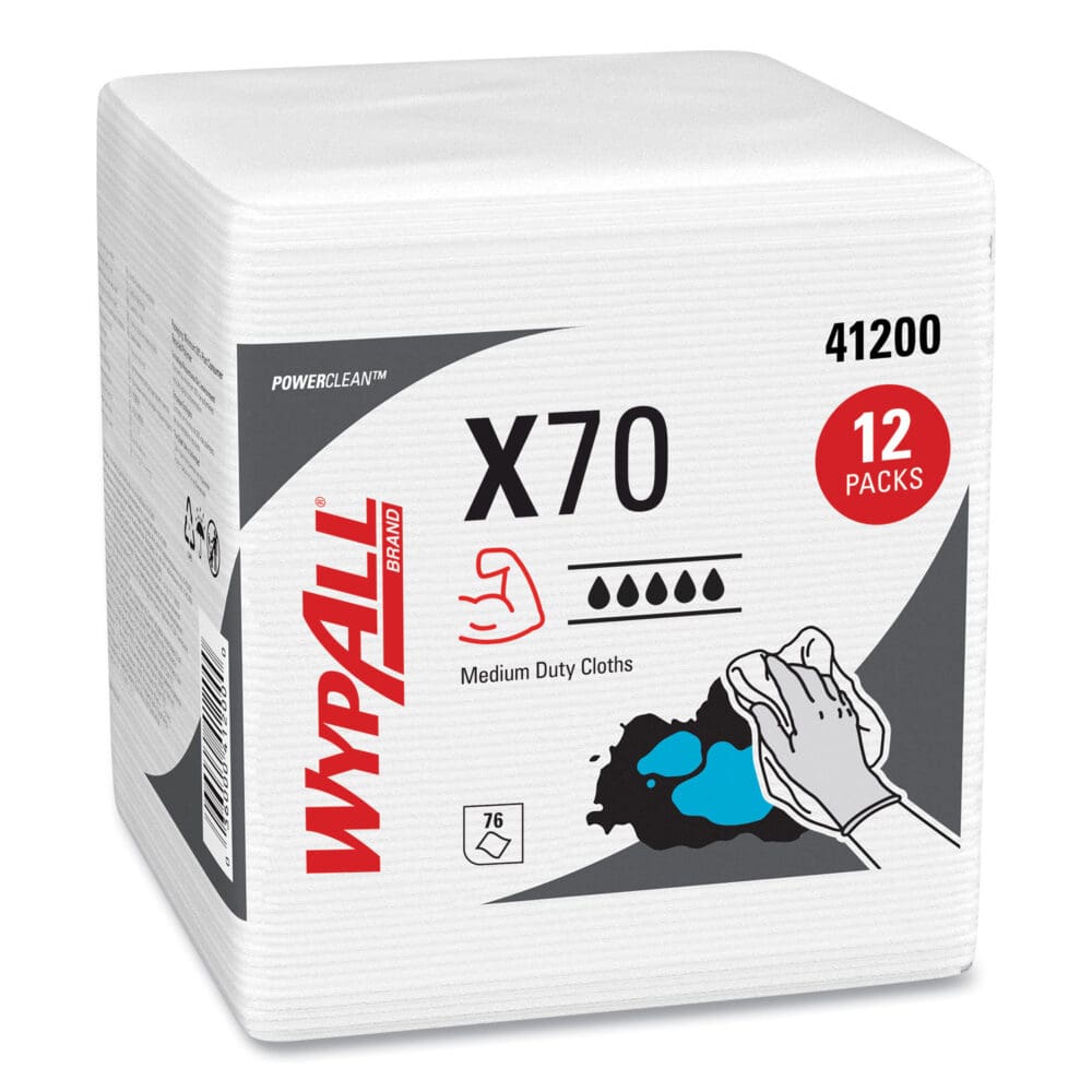 X70 Cloths, 1/4 Fold, 12.5 x 12, White, 76/Pack, 12 Packs/Carton - Image 12