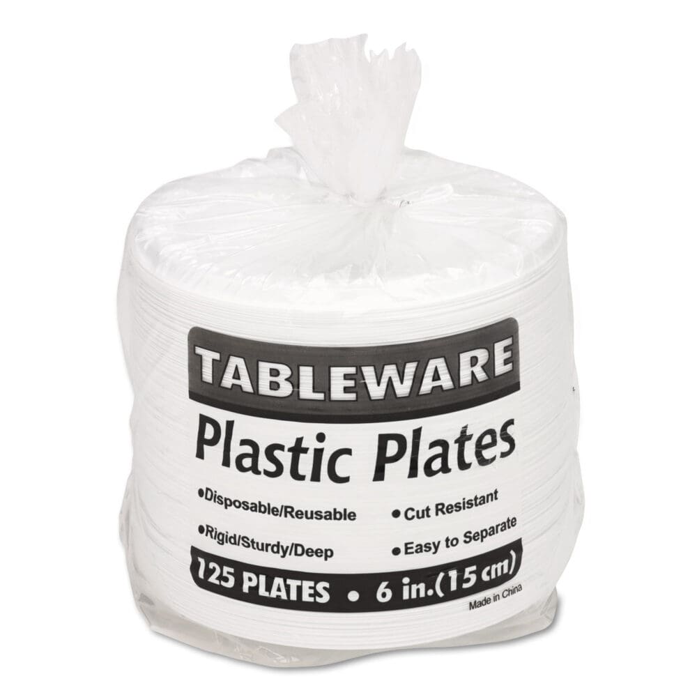 Plastic Dinnerware, Plates, 6" dia, White, 125/Pack - Image 2