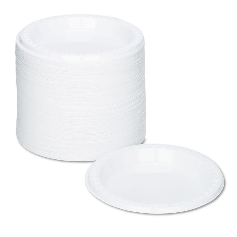 Plastic Dinnerware, Plates, 6" dia, White, 125/Pack - Image 5