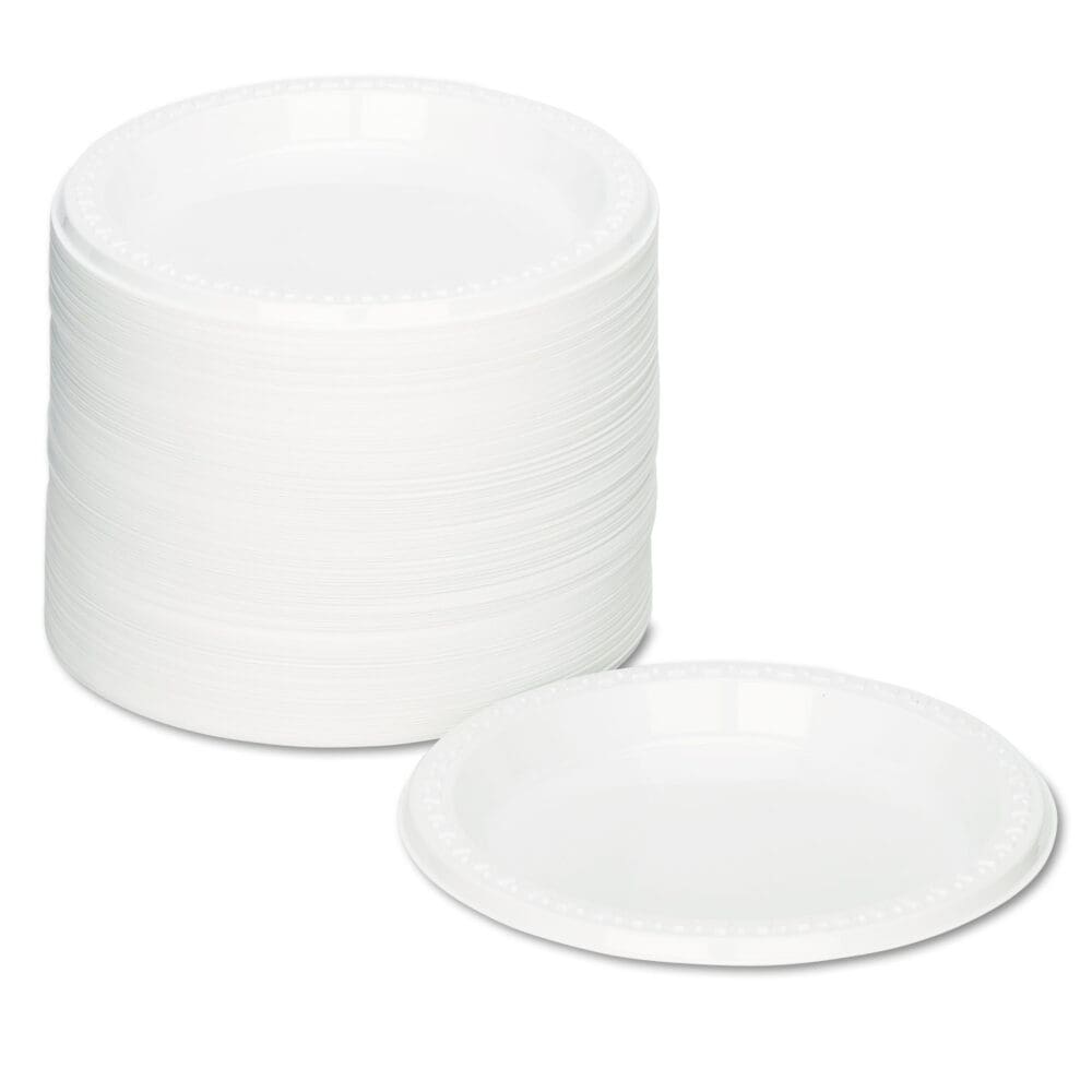 Plastic Dinnerware, Plates, 7" dia, White, 125/Pack - Image 5