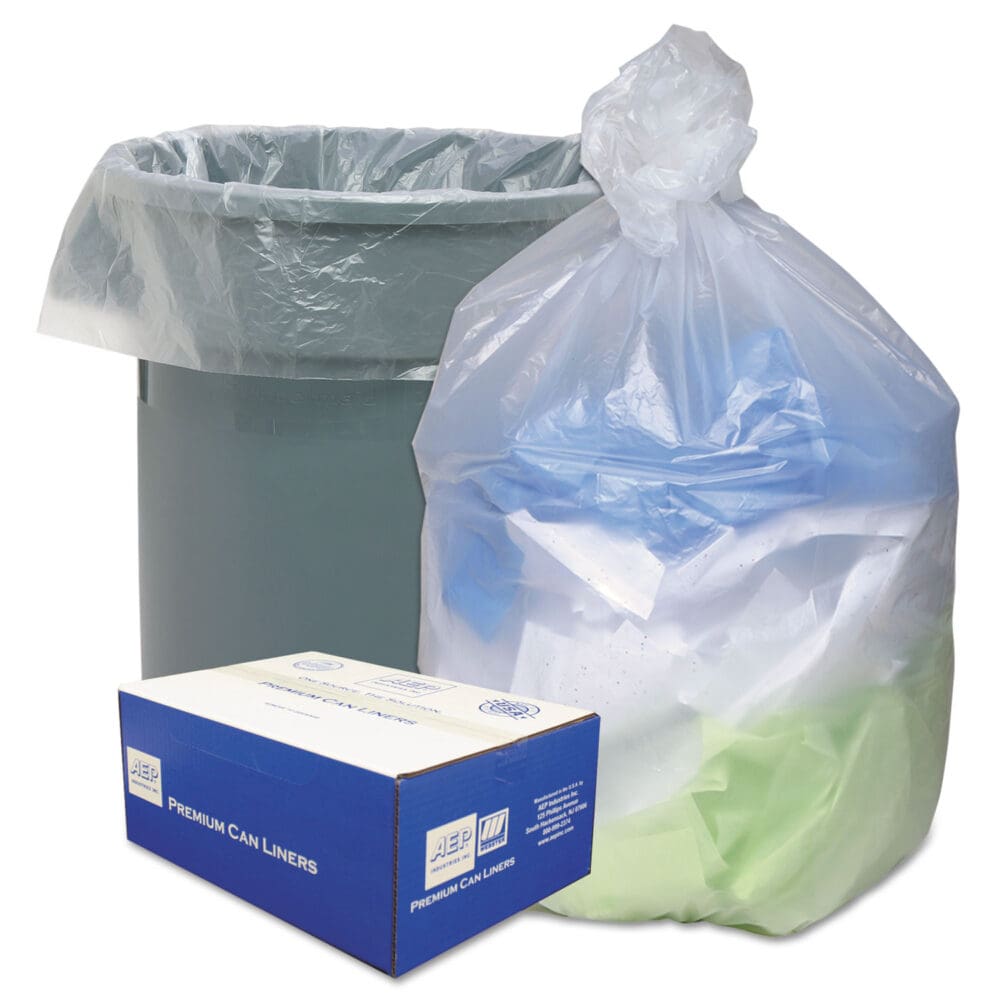 Can Liners, 30 gal, 10 mic, 30" x 37", Natural, 25 Bags/Roll, 20 Rolls/Carton