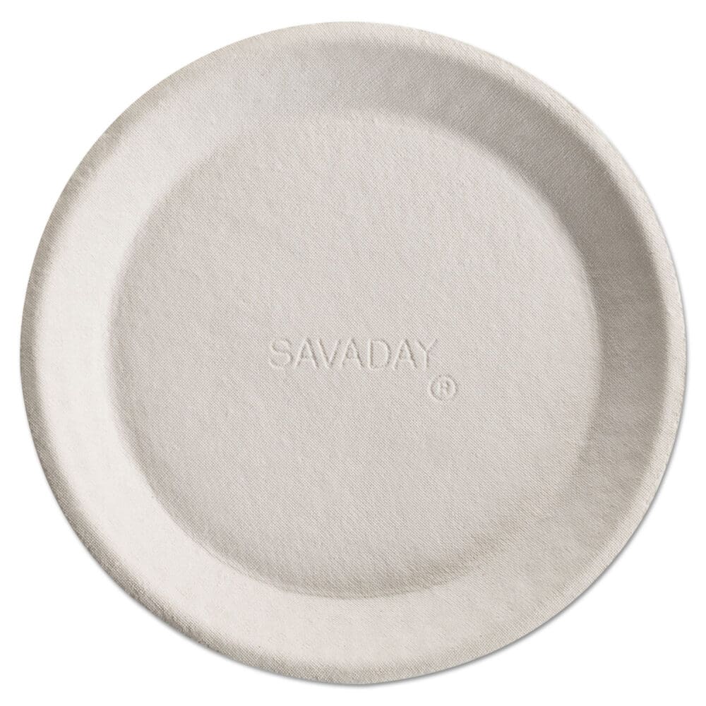 Savaday Molded Fiber Plates, 10", Cream, 500/Carton