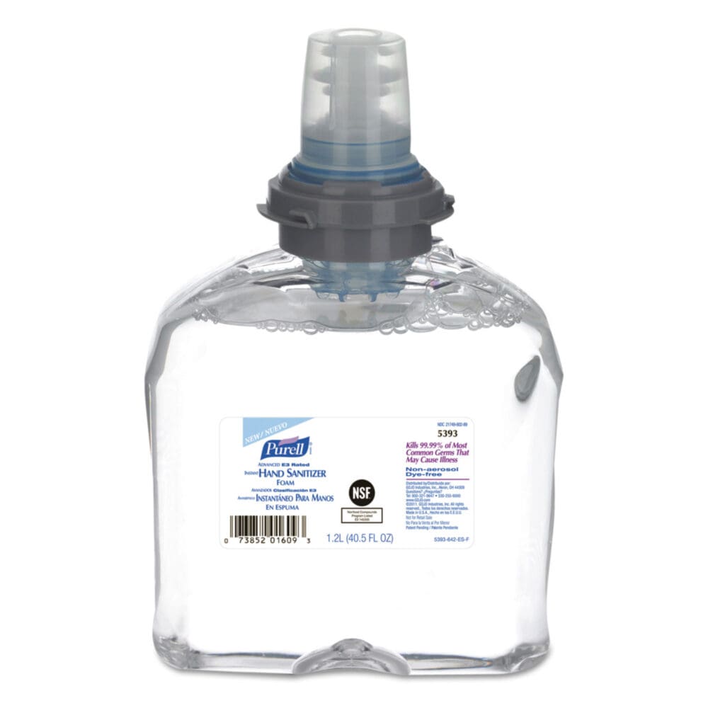 Advanced Hand Sanitizer E3-Rated Foam, 1,200 mL Refill, Fragrance-Free, 2/Carton