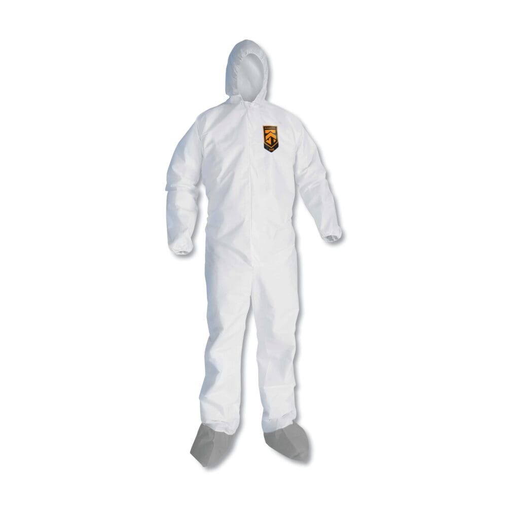 A45 Liquid and Particle Protection Surface Prep/Paint Coveralls, Medium, White, 25/Carton