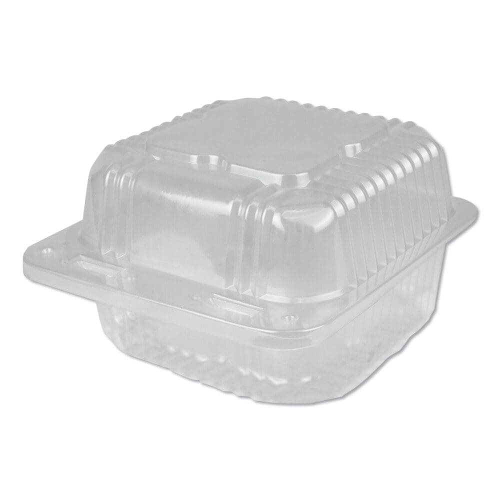 Plastic Clear Hinged Containers, 28 oz, 6.13 x 6.5 x 3.25, Clear, 500/Carton