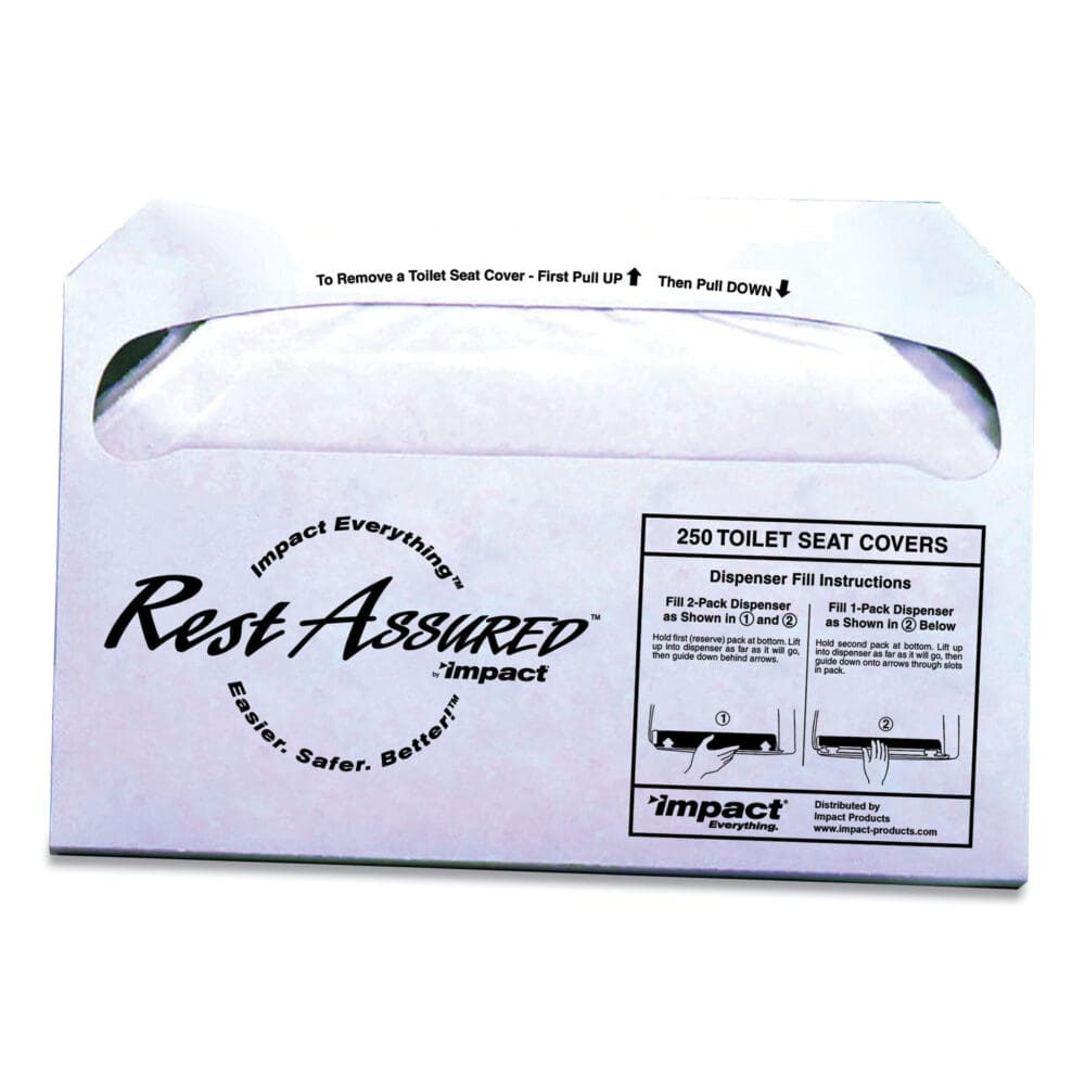 Rest Assured Seat Covers, 14.25 x 16.85, White, 250/Pack, 20 Packs/Carton