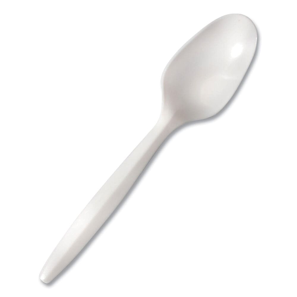 Mediumweight Polypropylene Cutlery, Spoon, White, 1,000/Carton