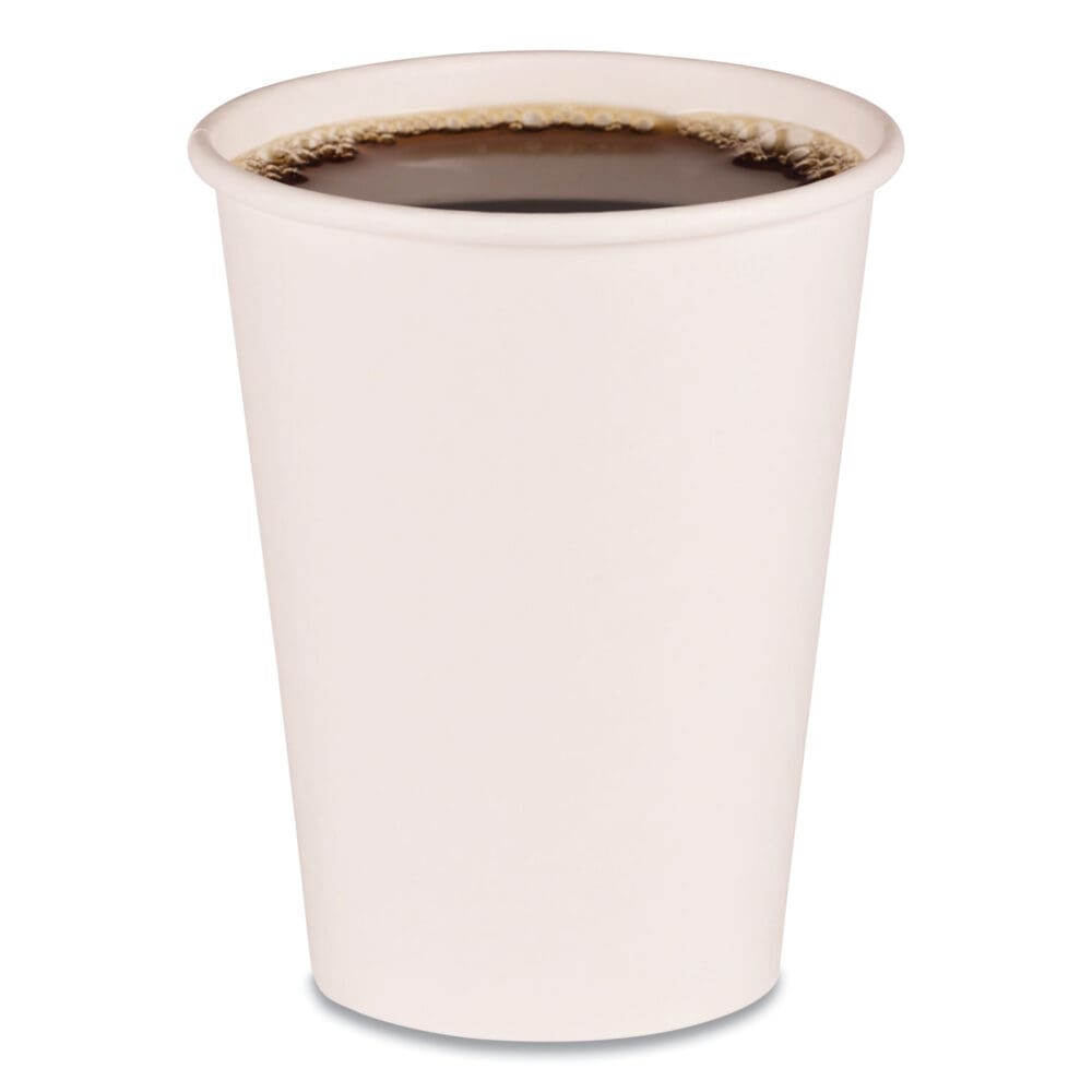 Paper Hot Cups, 12 oz, White, 50 Cups/Sleeve, 20 Sleeves/Carton