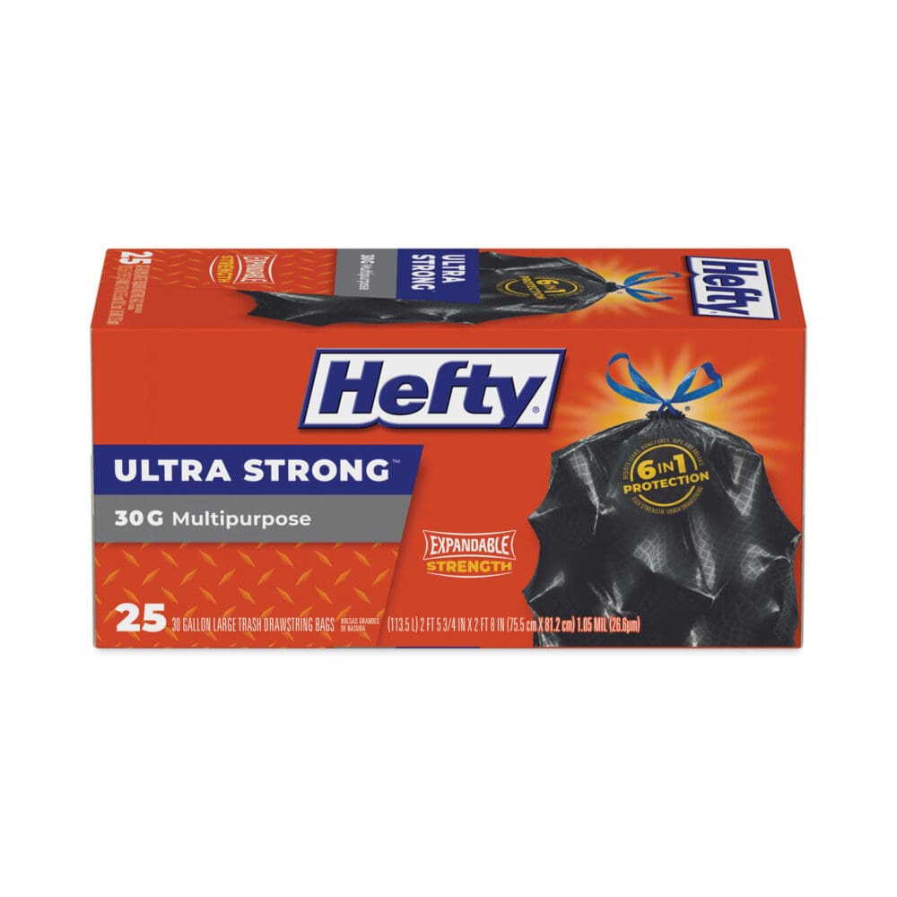 Ultra Flex Waste Bags, 30 gal, 1.05 mil, 6" x 2.1", Black, 150/Carton