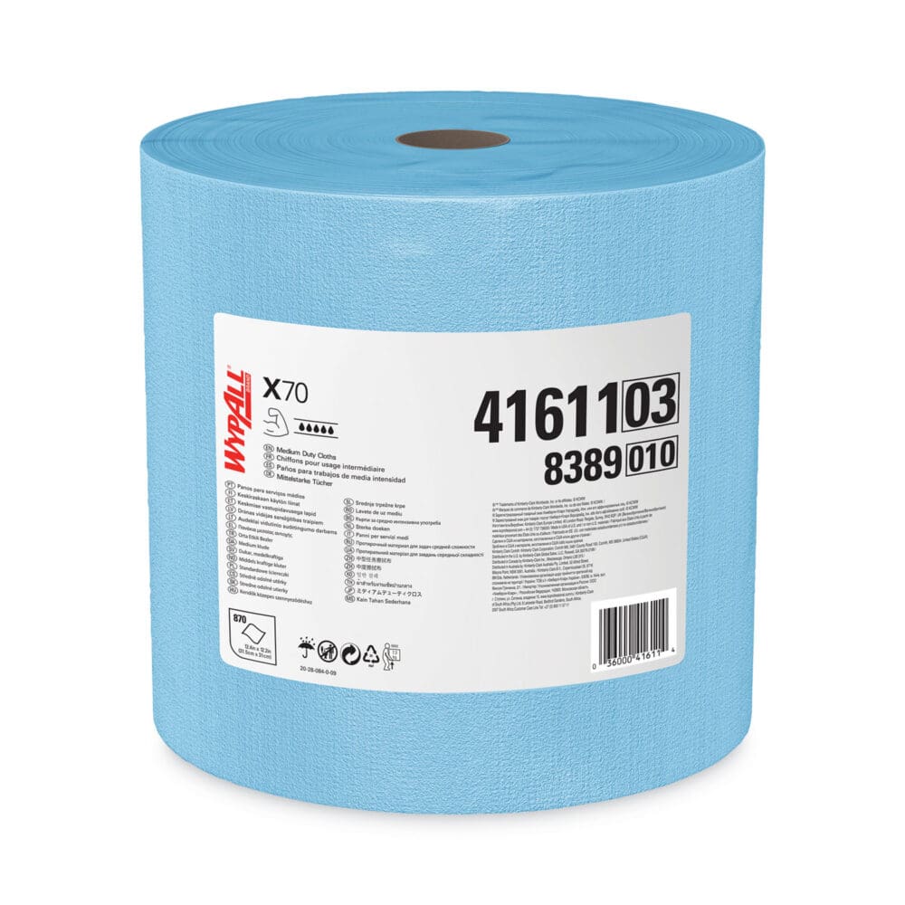 X70 Cloths, Jumbo Roll, 12.4 x 12.2, Blue, 870/Roll