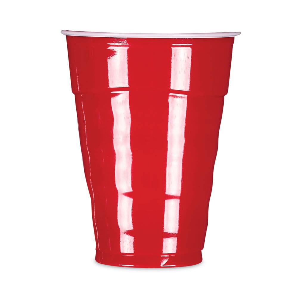 Easy Grip Disposable Plastic Party Cups, 9 oz, Red, 50/Pack