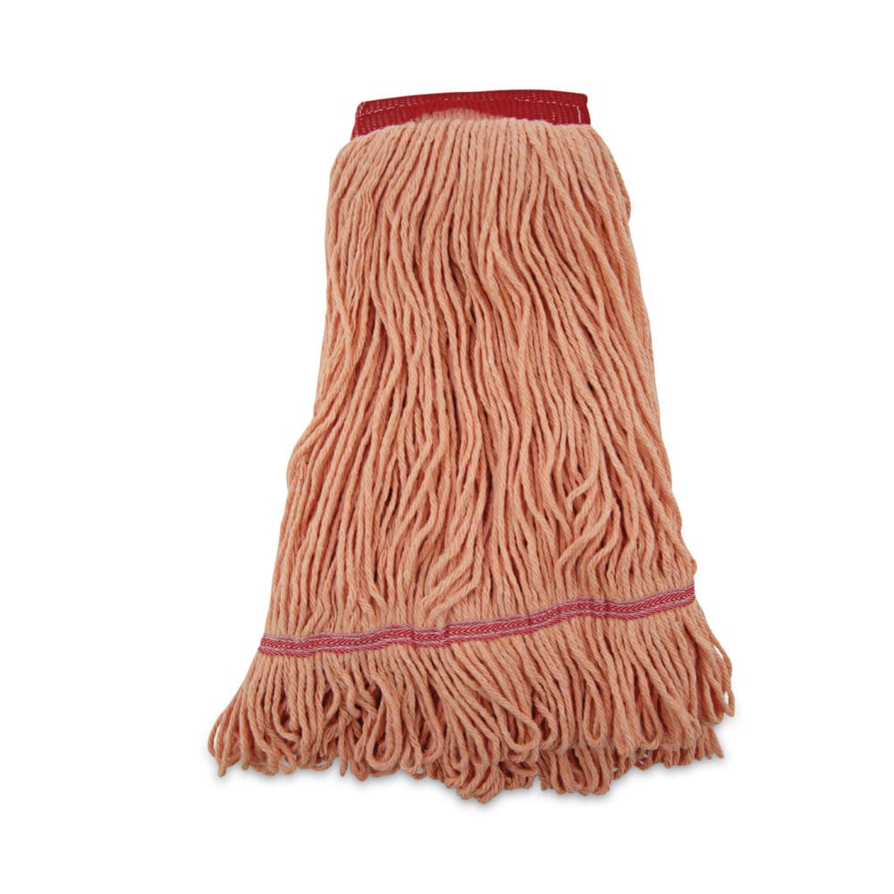 Super Loop Wet Mop Head, Cotton/Synthetic Fiber, 5" Headband, Large Size, Orange, 12/Carton