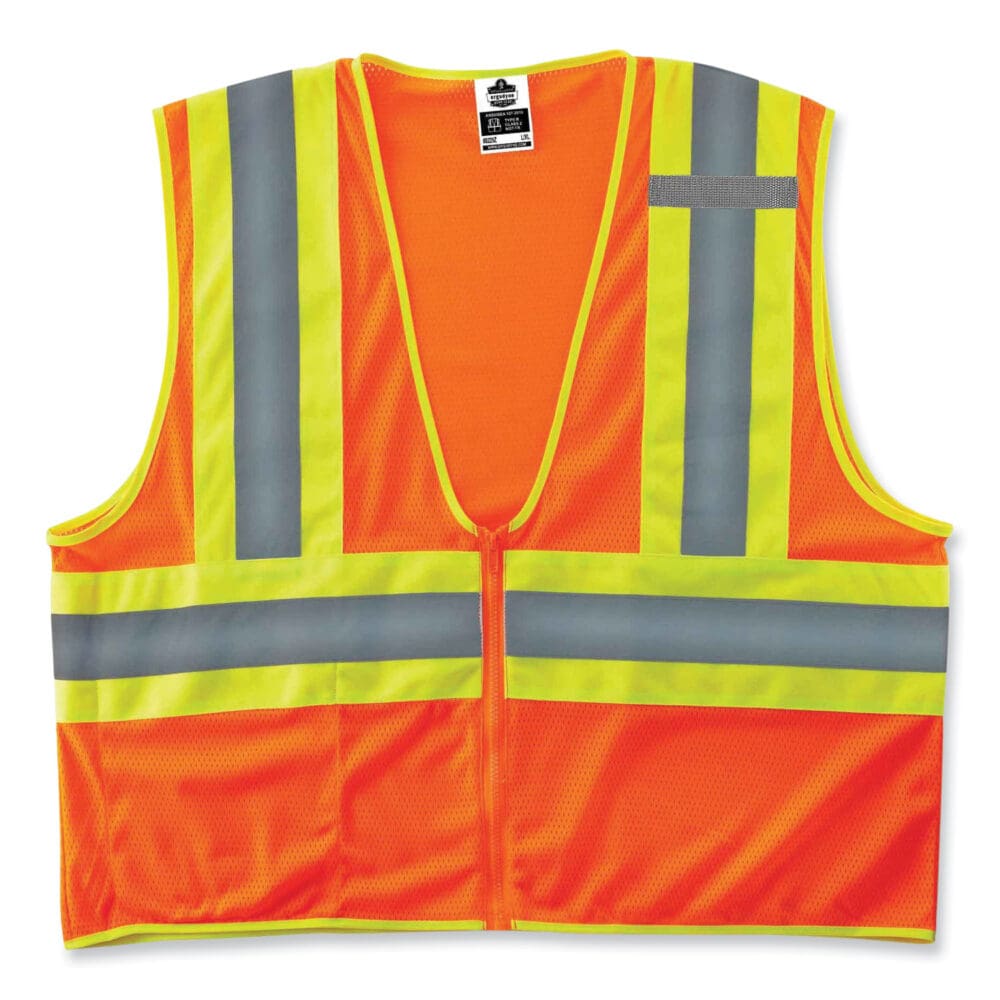 GloWear 8229Z Class 2 Economy Two-Tone Zipper Vest, Polyester, Large/X-Large, Orange, Ships in 1-3 Business Days