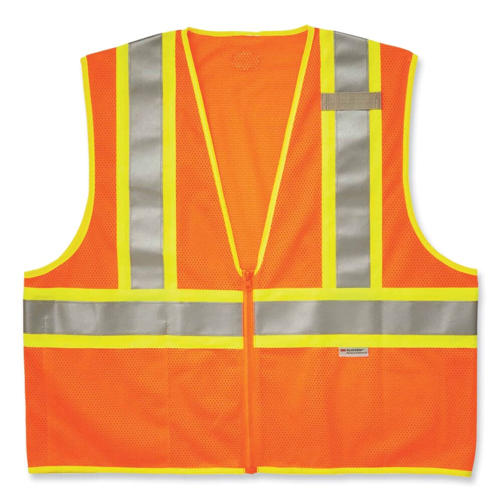 GloWear 8230Z Class 2 Two-Tone Mesh Zipper Vest, Polyester, 2X-Large/3X-Large, Orange, Ships in 1-3 Business Days