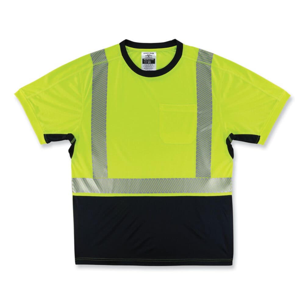 GloWear 8283BK Class 2 Lightweight Performance Hi-Vis T-Shirt, Polyester, 4X-Large, Lime, Ships in 1-3 Business Days