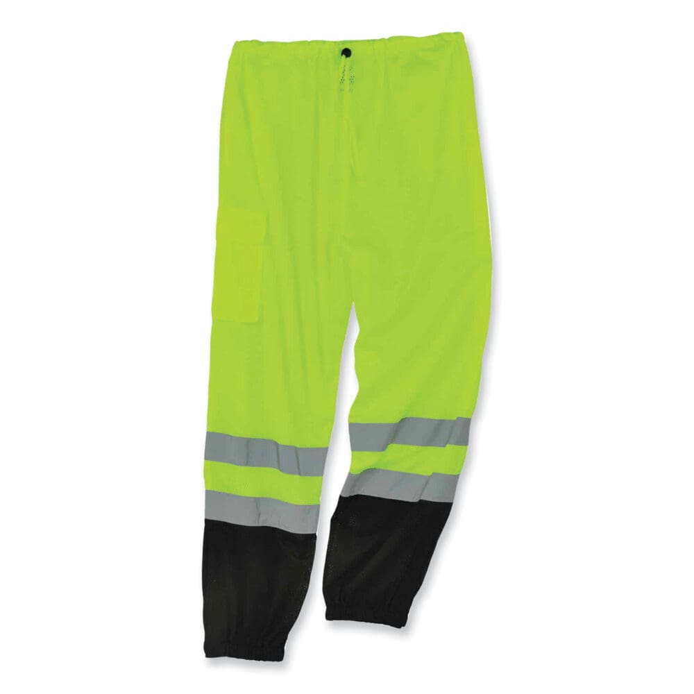 GloWear 8910BK Class E Hi-Vis Pants with Black Bottom, Polyester, Small/Medium, Lime, Ships in 1-3 Business Days