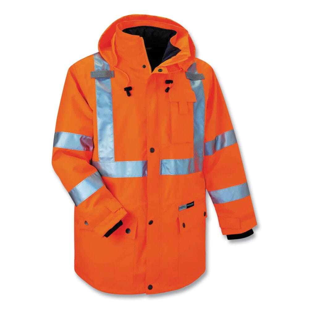 GloWear 8385 Class 3 Hi-Vis 4-in-1 Jacket, X-Large, Orange, Ships in 1-3 Business Days