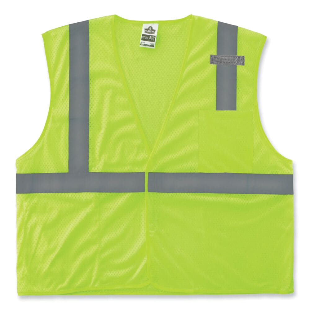 GloWear 8210HL-S Single Size Class 2 Economy Mesh Vest, Polyester, Large, Lime, Ships in 1-3 Business Days