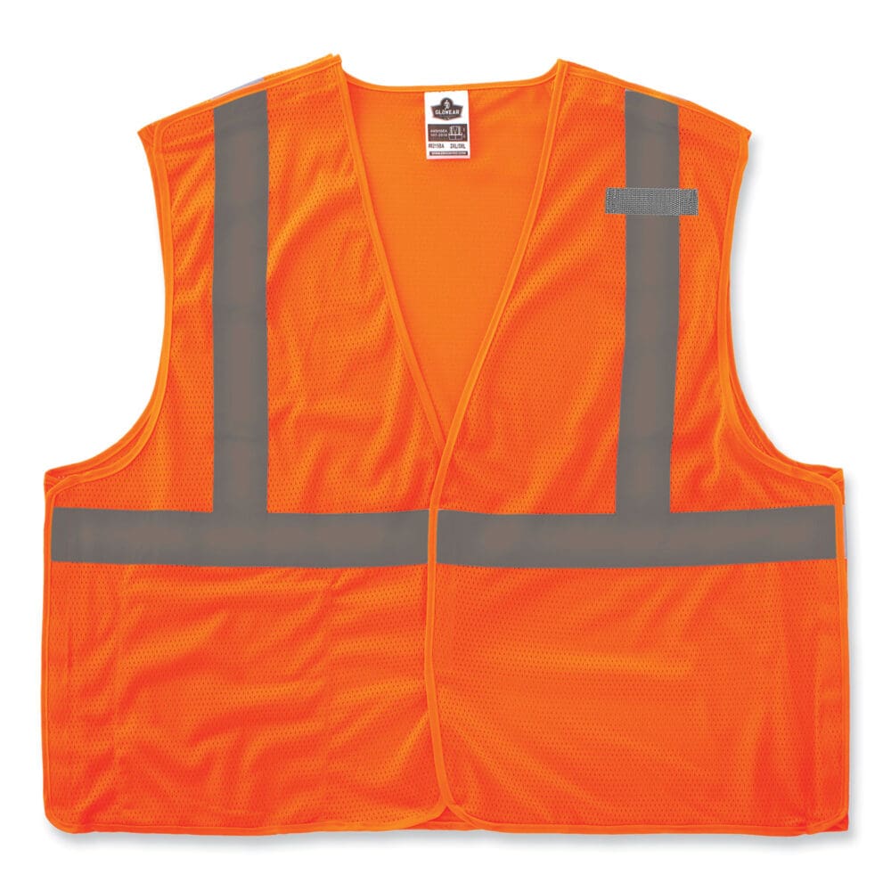 GloWear 8215BA-S Single Size Class 2 Economy Breakaway Mesh Vest, Polyester, X-Small, Orange, Ships in 1-3 Business Days