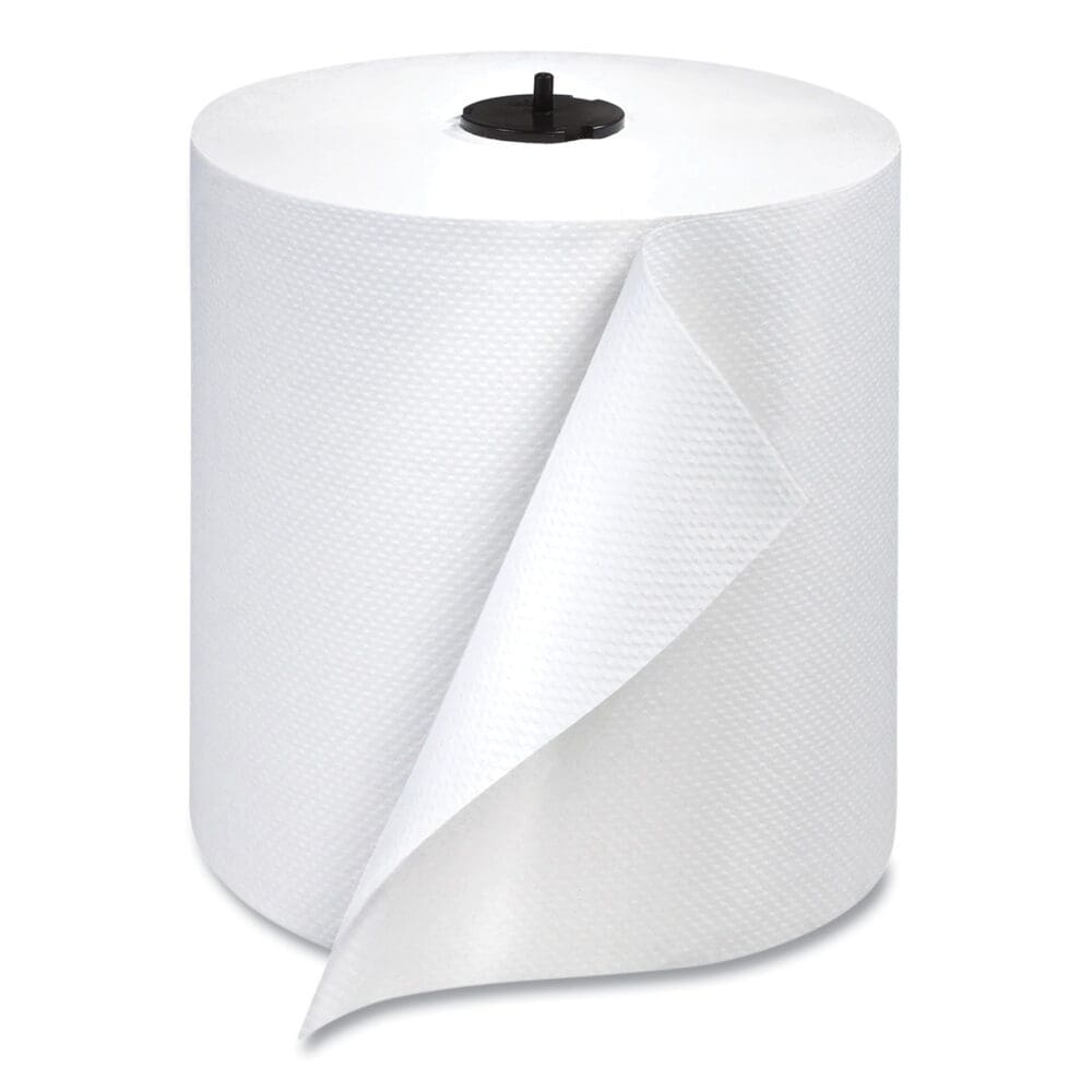 Paper Wiper Roll Towel, 1-Ply, 7.68" x 1,150 ft, White, 4 Rolls/Carton