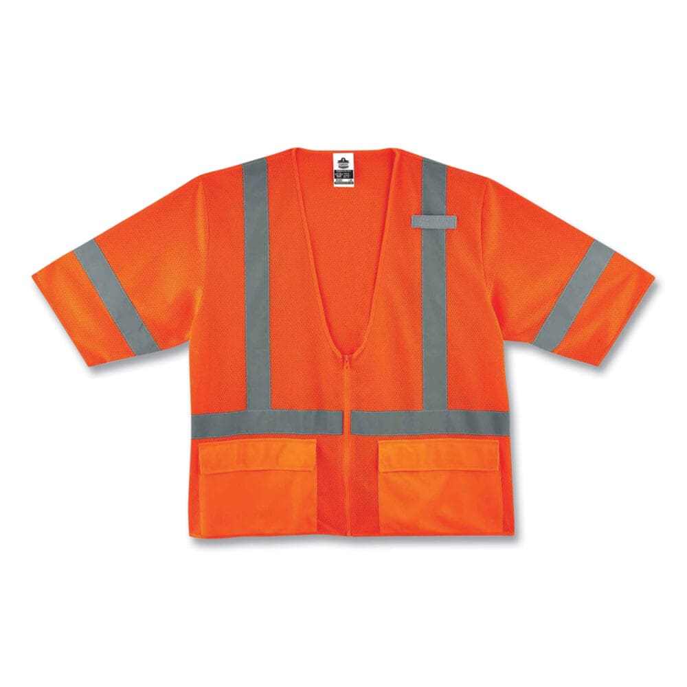 GloWear 8320Z Class 3 Standard Zipper Vest, Polyester, 2X-Large/3X-Large, Orange, Ships in 1-3 Business Days