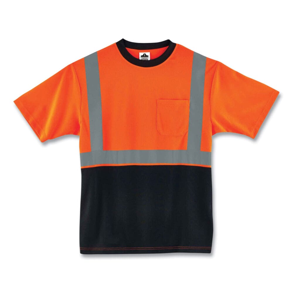 GloWear 8289BK Class 2 Hi-Vis T-Shirt with Black Bottom, Small, Orange, Ships in 1-3 Business Days