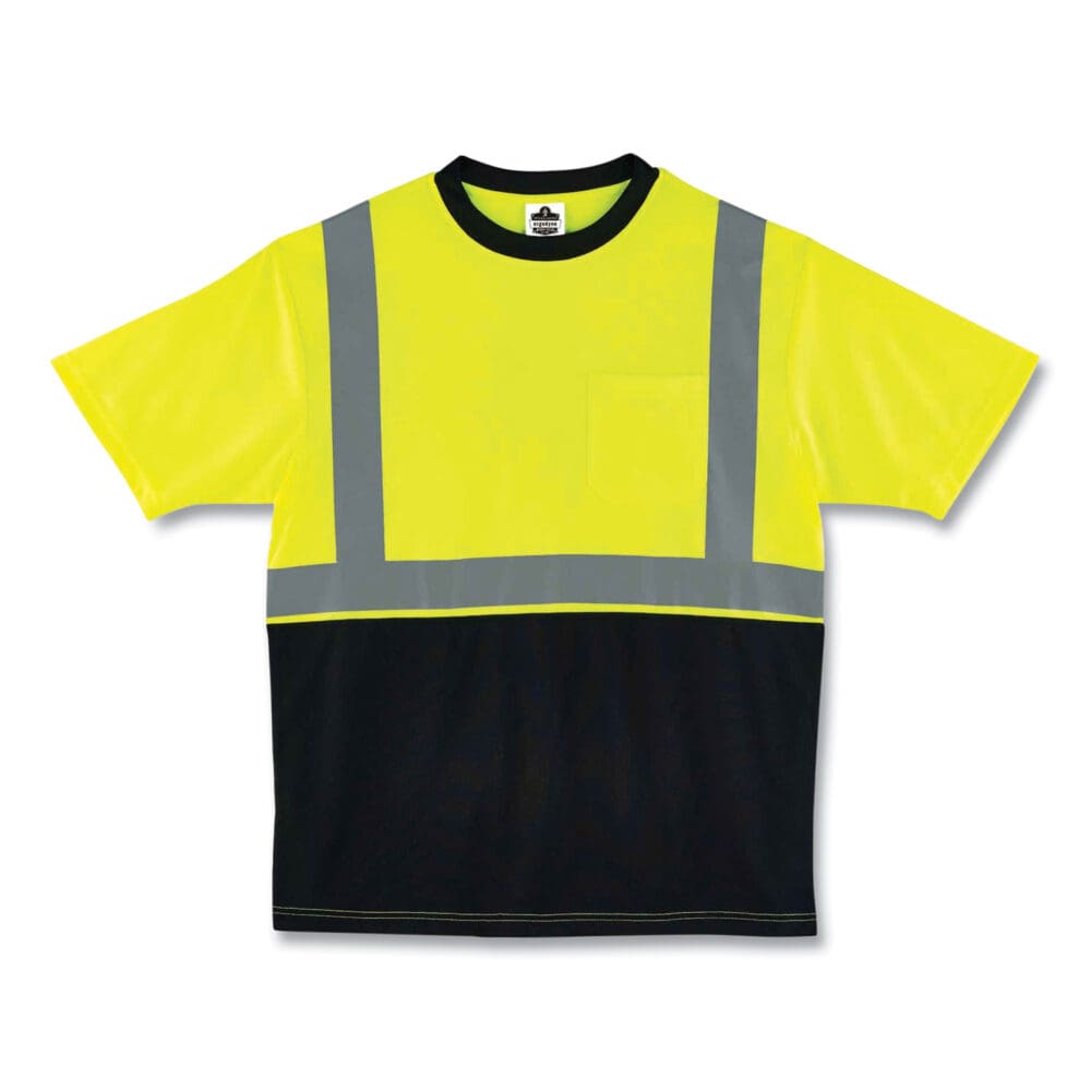 GloWear 8289BK Class 2 Hi-Vis T-Shirt with Black Bottom, 3X-Large, Lime, Ships in 1-3 Business Days