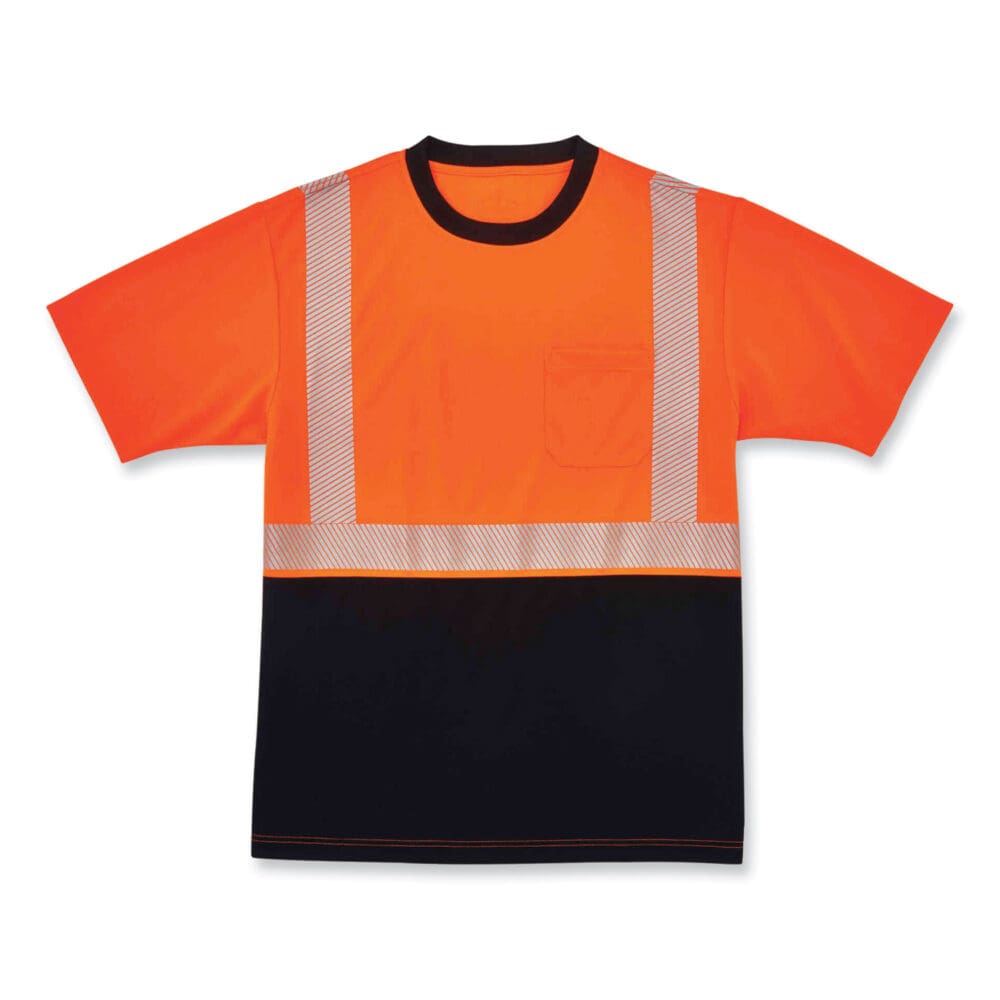 GloWear 8280BK Class 2 Performance T-Shirt with Black Bottom, Polyester, 2X-Large, Orange, Ships in 1-3 Business Days