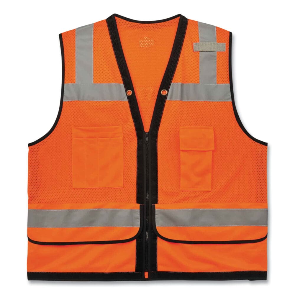 GloWear 8253HDZ Class 2 Heavy-Duty Mesh Surveyors Vest, Polyester, 2X-Large/3X-Large, Orange, Ships in 1-3 Business Days