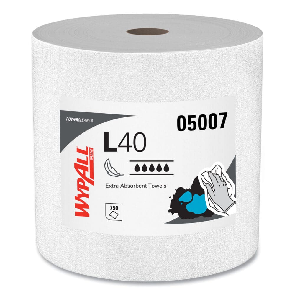 L40 Towels, Jumbo Roll, 12.5 x 12.2, White, 750/Roll